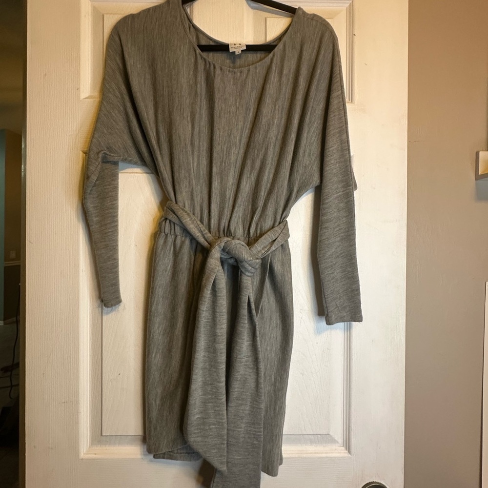 Halston‎ Heritage Gray Long Sleeve Casual Shirt Dress